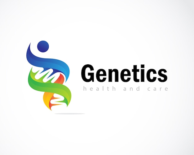 Genetics logo creative technology science bio tech medical design web DNA logo illustration people