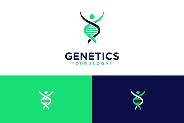 genetics logo design with dna and humans