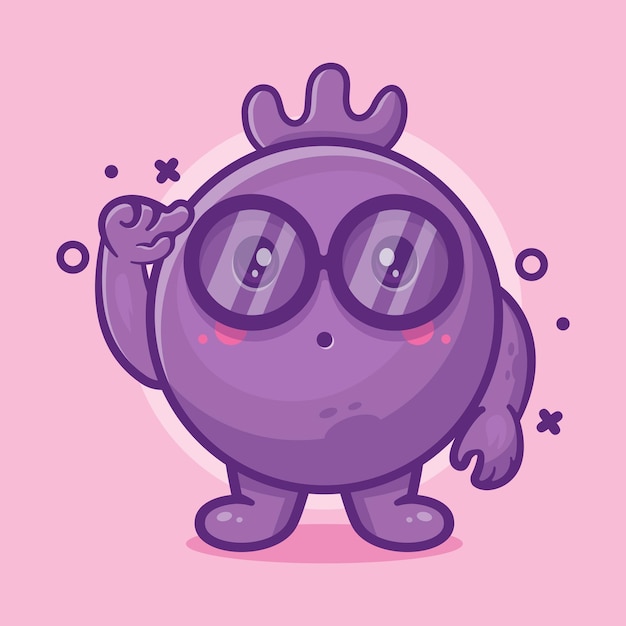 genius blueberry fruit character mascot with think expression isolated cartoon in flat style design