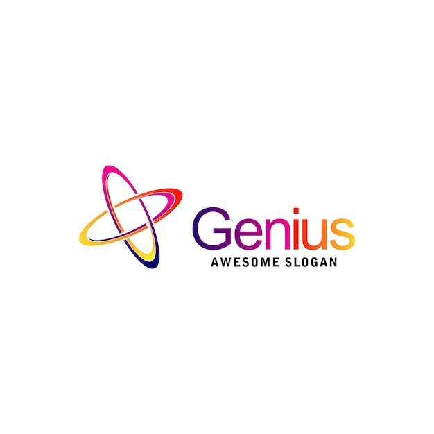 genius logo design color full illustration