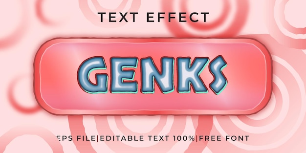 Genks 3d text effect logo mockup vector template mockup