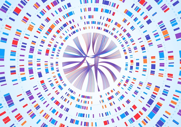 Genome infographic Dna sequence visualization genetic mapping gene barcoding concept