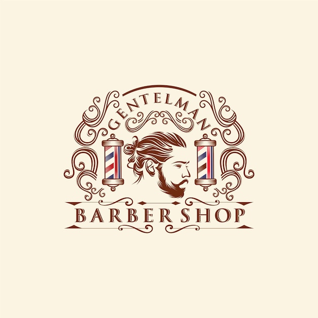 Gentleman barber shop vintage logo design