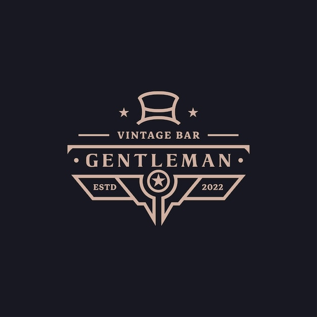 Vector gentleman cloth apparel label logo design with classic vintage concept