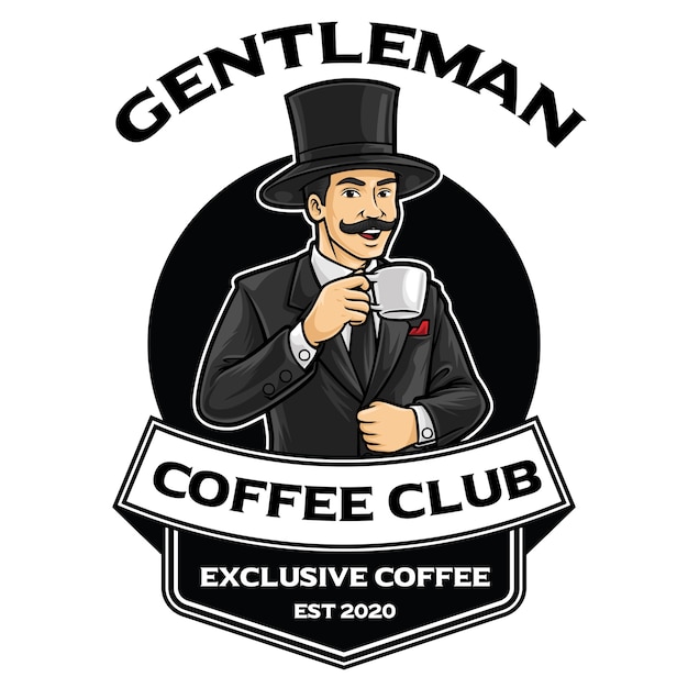 Gentleman Coffee Logo Mascot Template