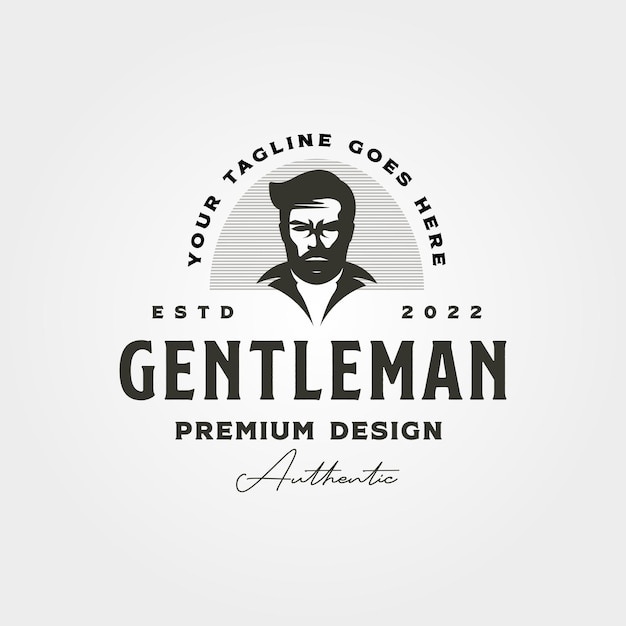 Vector gentleman lettering logo vintage vector illustration design gentleman label design