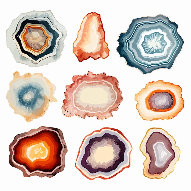 Geode Slices Clipart Isolated on White Background for Design Projects