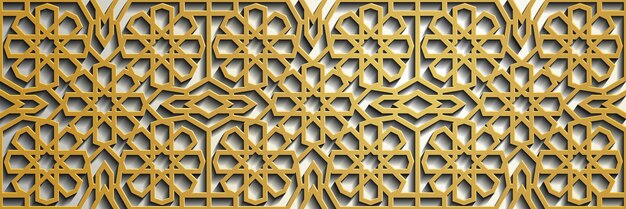 Vector geometric 3d arabic islamic gold pattern pattern asia