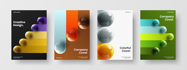 Geometric 3D balls postcard concept bundle