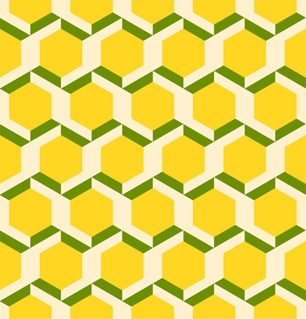 Geometric 3d lines abstract hexagon seamless pattern