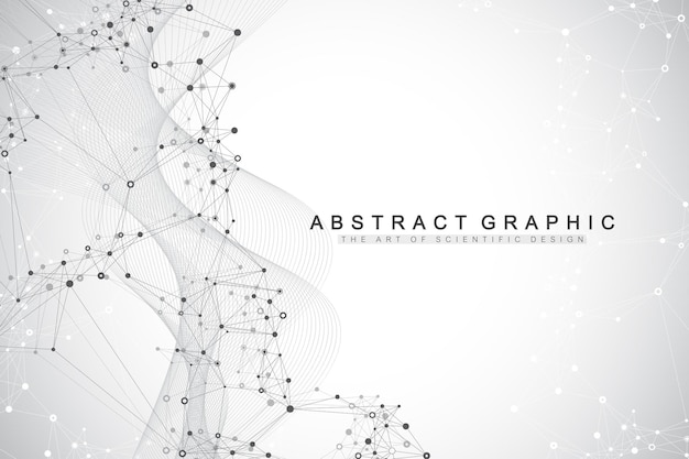 Geometric abstract background with connected lines and dots. Connectivity flow point. Molecule and communication background. Graphic connection background for your design. Vector illustration.