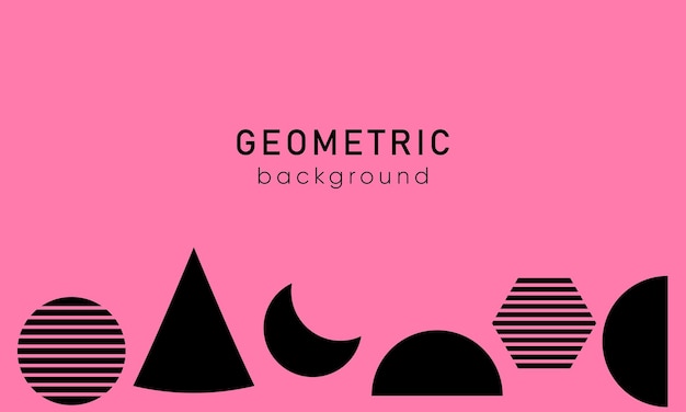 Geometric abstract backgrounds design composition of simple geometric shapes on pink background