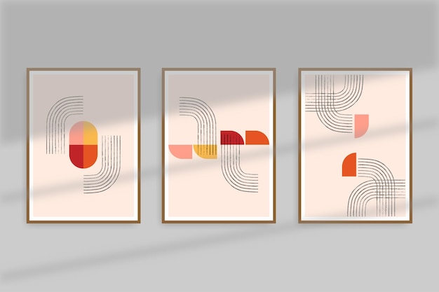 geometric abstract line wall art collection