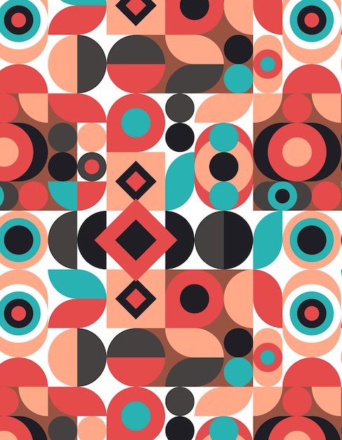 Geometric abstract retro pattern in Bauhaus style. Geometric shapes. Geometric Bauhaus pattern.