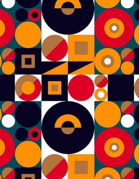 Geometric abstract retro pattern in Bauhaus style. Geometric shapes. Geometric Bauhaus pattern.