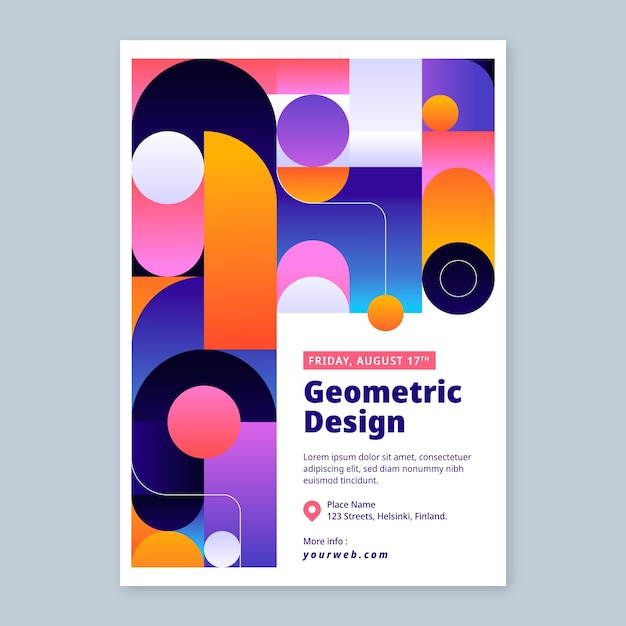 Geometric abstract shapes vertical poster template