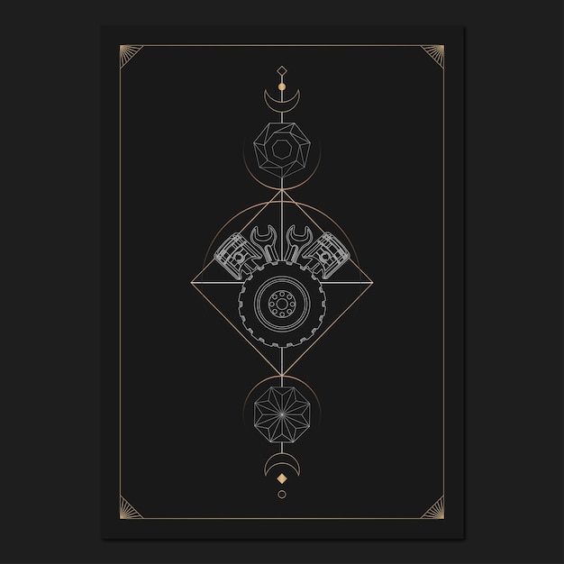 Geometric astrological symbols tarot card