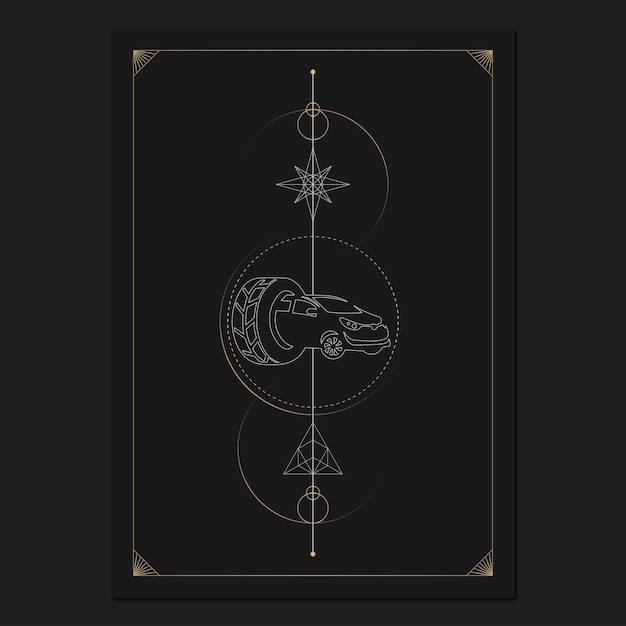 Geometric astrological symbols tarot card