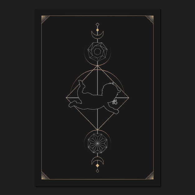 Geometric astrological symbols tarot card