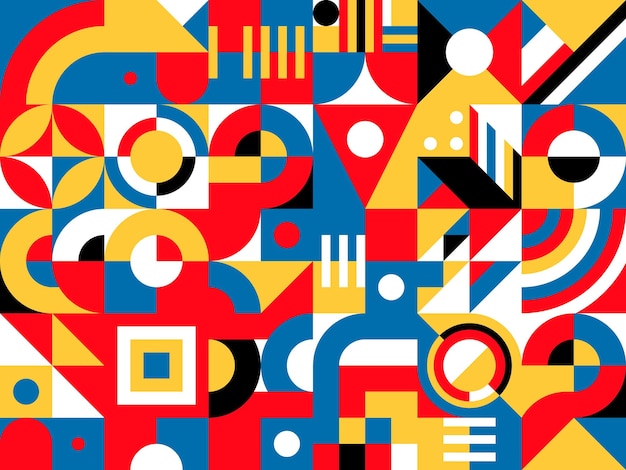 Geometric bauhaus abstract shapes colorful pattern