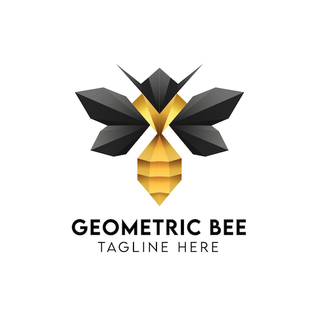 Geometric Bee Logo Design Golden Bumblebee Polygonal