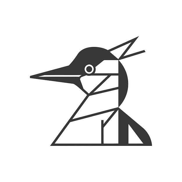 Vector geometric bird design in black and white