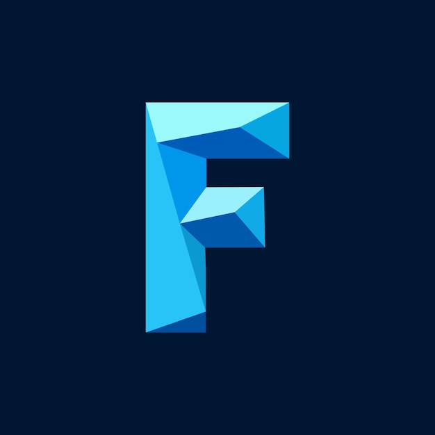 Geometric Blue F Vector Alphabet Design Concept