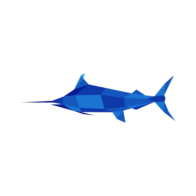 Geometric blue marlin fish logo vector illustration