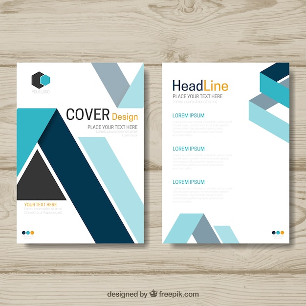 Geometric blue and white business brochrue