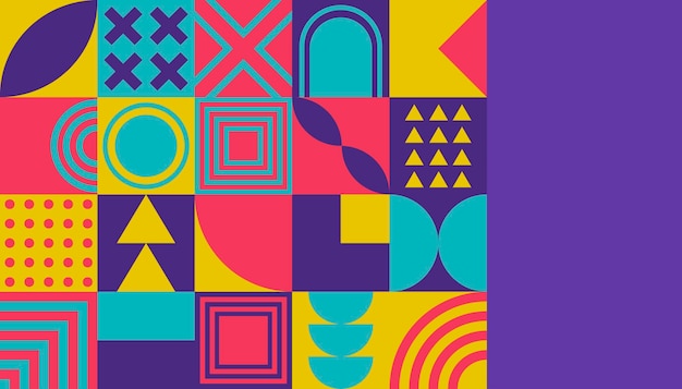 Geometric bright abstract backgrounds Minimal geometric posters with colorful patterns design template with modern geometric graphics