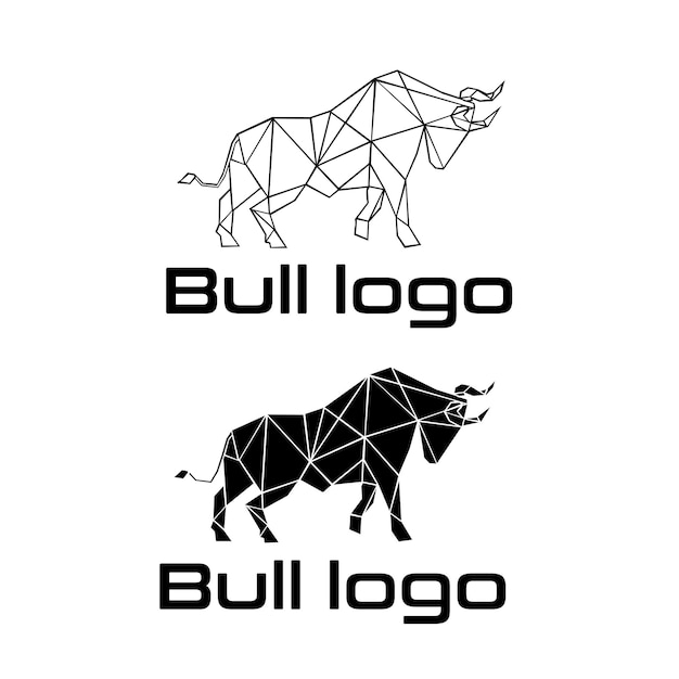 geometric bull Line logo design vector