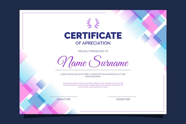 Geometric certificate template concept