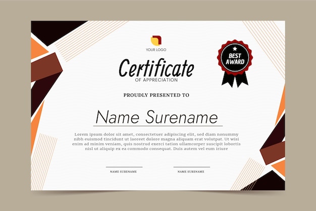 Geometric certificate template