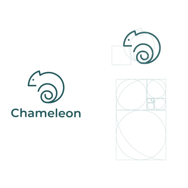 geometric chameleon logo design