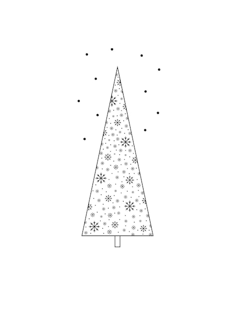 Geometric Christmas tree sketch silhouette minimalism simple vector illustration doodle scandinavian