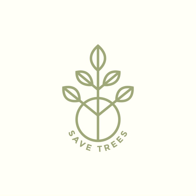 Geometric circle line foliage logo design