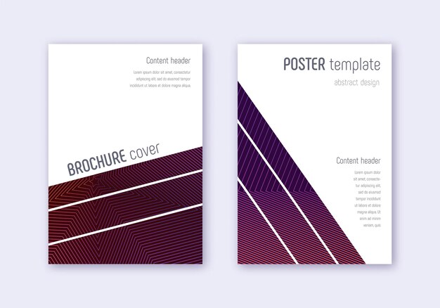 Geometric cover design template set Violet abstra