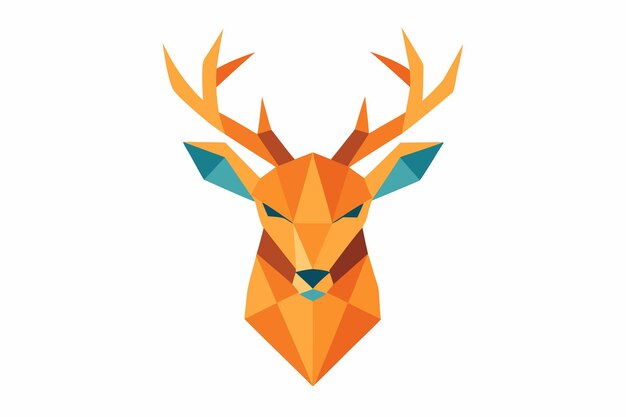 Vector geometric deer portraits vector on white background