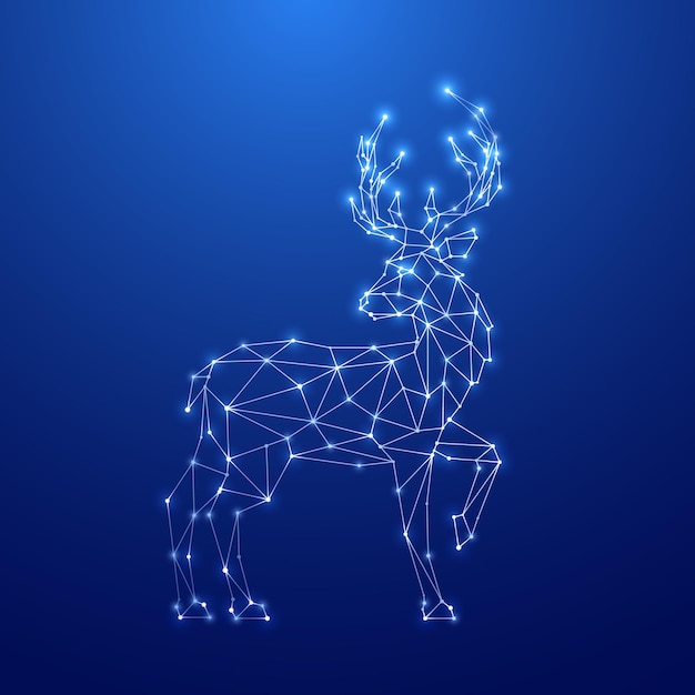 Geometric Deer silhouette Image of Reindeer in the form of constellation