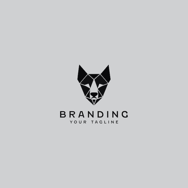 Geometric Dog Face Logo Design Template