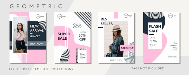 Geometric fashion promotion flyer template