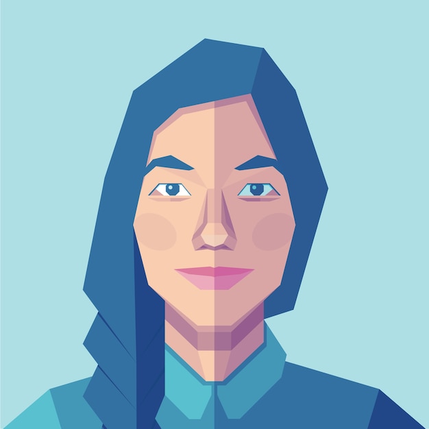 Geometric female avatar vector illustration