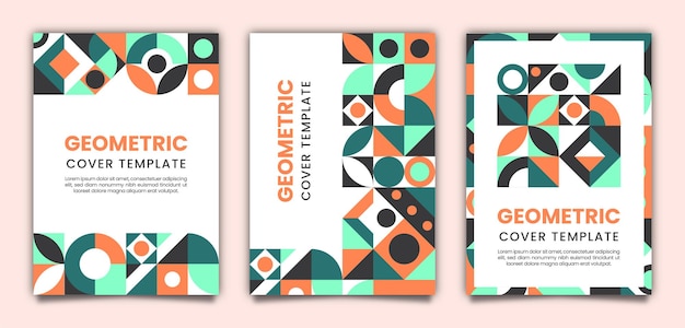 Geometric flat mosaic cover collection design template editable