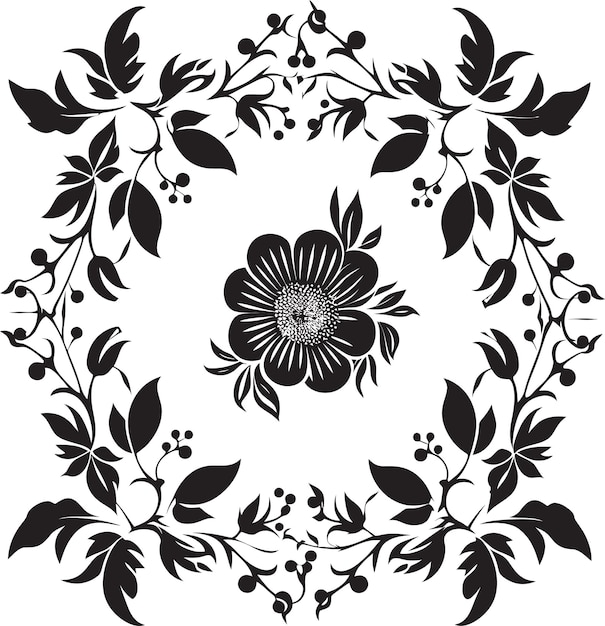 Geometric Floral Harmony Tile Icon Design Tiled Botanics Black Vector Floral Patterns