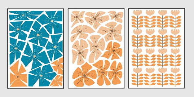 Vector geometric floral pattern wall art design. modern retro abstract style cover template.for cover