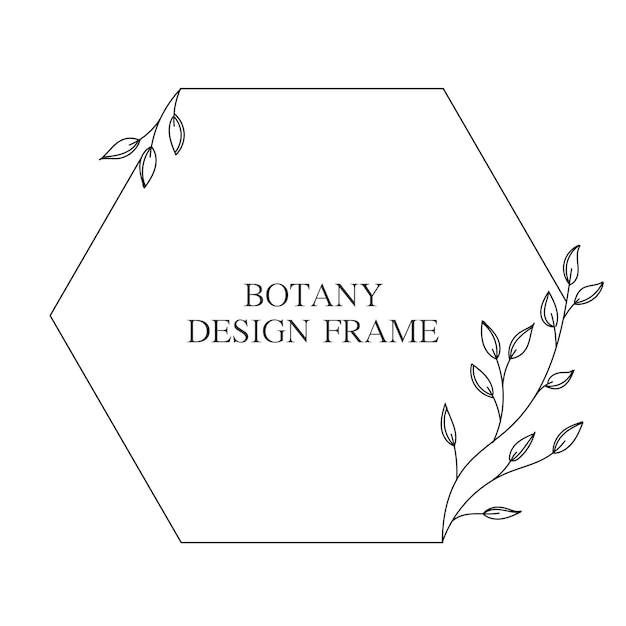 Geometric flower wreath with leaves and branches Botany round frame isolated on white background