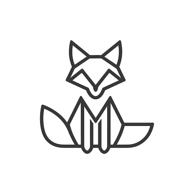 Geometric fox sitting on its tail