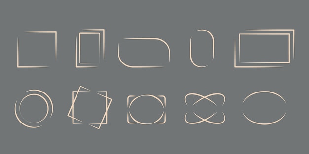 Vector geometric frames and borders set modern minimalist aesthetic line elements vector