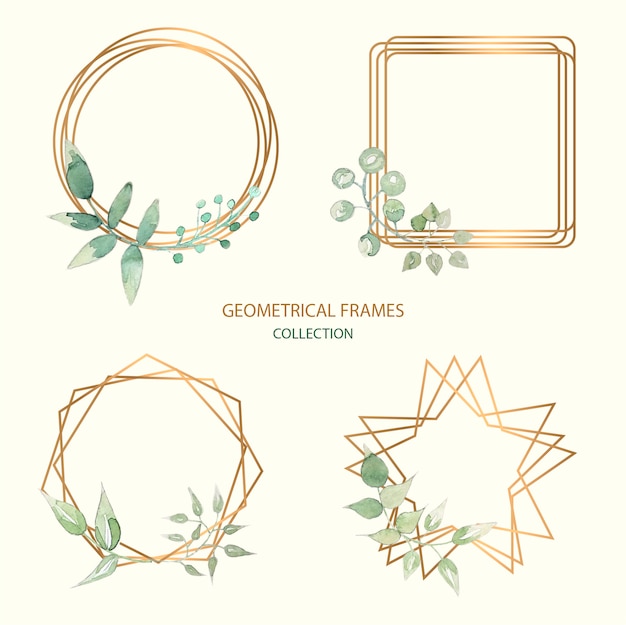 Geometric frames collection in watercolor