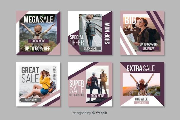 Geometric frames instagram post collection template